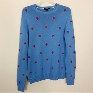 J. Crew Blue Sweater with Red Accents men’s xs